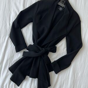 Majestic Filatures Double Faced Wool Blend Tie Jacket in Black